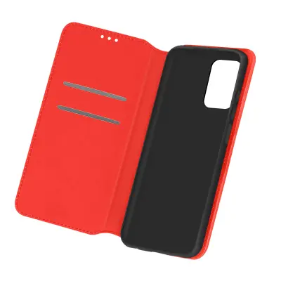 Etui za Samsung Galaxy A72, držalo za kartico in video, magnetni zavihek - rdec
