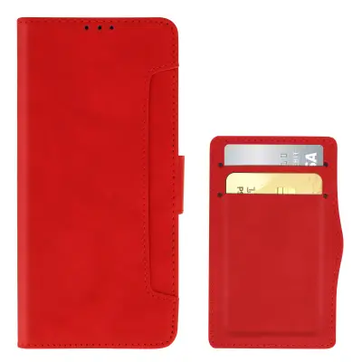 Realme 6i Wallet Case z vec predelki, držalo za kartice, funkcija stojala - rdeca