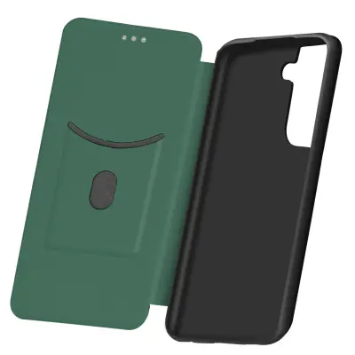 Samsung Galaxy S21 Plus Carbon Effect Design etui, držalo za kartico na preklop in zapestni trak s funkcijo stojala za video - zelena