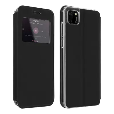 Ovitek za okno Huawei Y5p z držalom za kartico in stojalom za video - crn