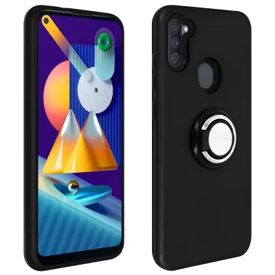 Robusten ovitek za Samsung Galaxy A11 / M11 z držalom za prstan, Armor Shield - crn