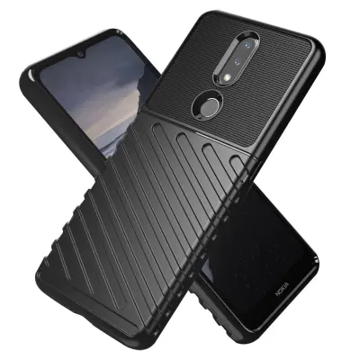 Tanek in lahek silikonski ovitek Nokia 2.4, odporen na udarce, Thunder Series - crn