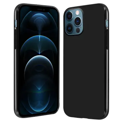 iPhone 12 Pro Max Contour Glossy Matte Fleksibilen silikonski ovitek, povišani robovi - crn