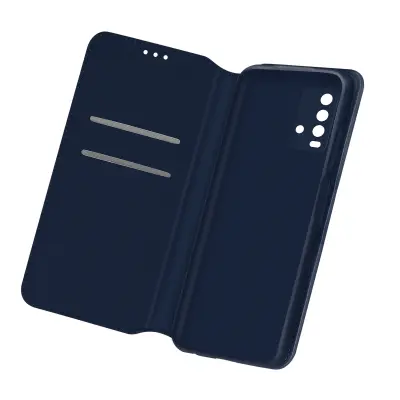 Ovitek za Xiaomi Redmi 9T, držalo za kartice in podpora za video, magnetni preklop - polnocno modra