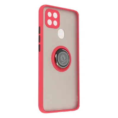 Oppo A15 Ring Case - Matirana hrbtna stran proti prstnim odtisom, Združljivo z magnetnim nosilcem - Rdeca