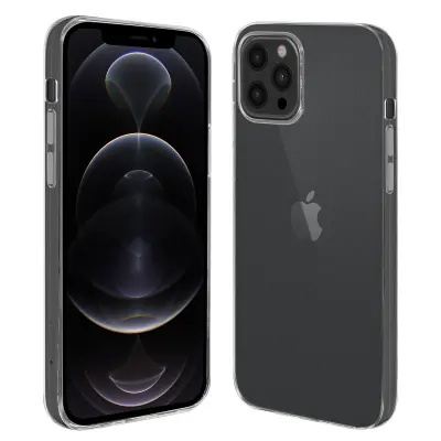 Tanek prilagodljiv silikonski ovitek za iPhone 12 Pro Max, dvignjeni robovi - prozoren