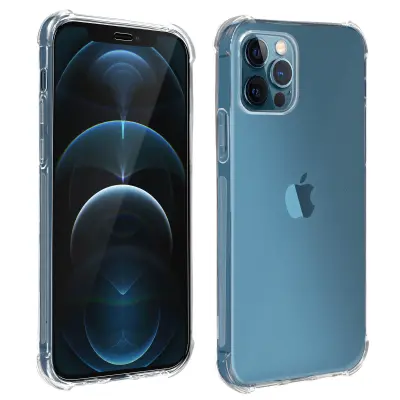 iPhone 12 Pro Max 360° Premium Protection Pack: mehka torbica iz kaljenega stekla, odporna na udarce - prozorna