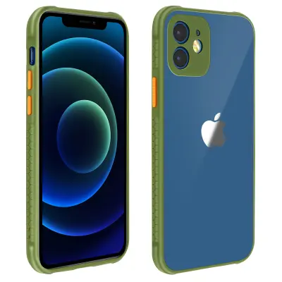 Silikonski ovitek za iPhone 12 / 12 Pro ojacani vogali in konture, nedrseci rocaji - zelen