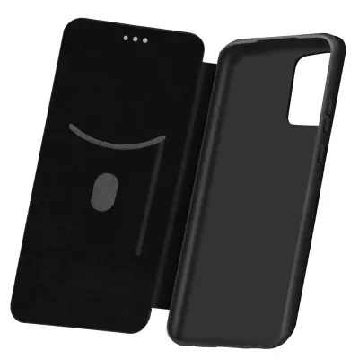 Etui z ucinkom ogljika za Samsung Galaxy A72, preklop z držalom za kartice in zapestni trak s funkcijo podpore za video - crn