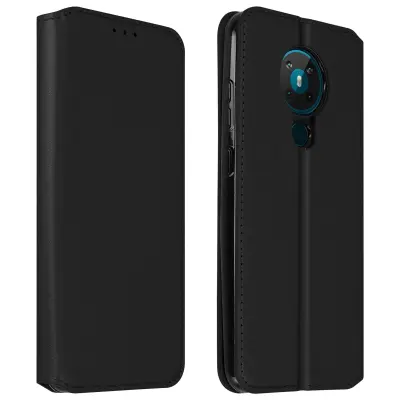 Ovitek za Nokia 5.3 Folio, držalo za kartice in stojalo za video, magnetni preklop - crn