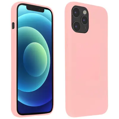 Ovitek za iPhone 12/12 Pro iz poltrdnega silikona z mehkim zakljuckom na dotik - roza