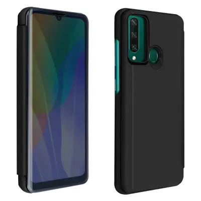 Izjemno tanek preklopni ovitek z zrcalom za Huawei Y6p, funkcija stojala - crn