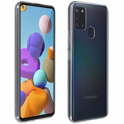 Samsung Galaxy A21s Protection Pack silikonski gel film kaljeno steklo - crn