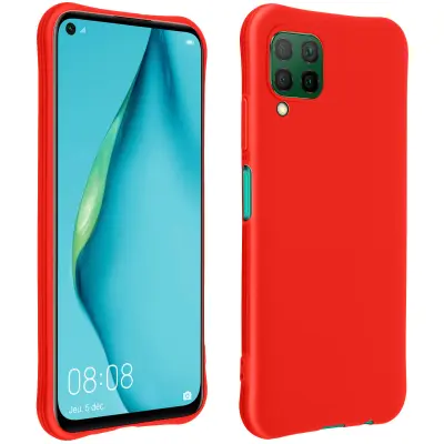 Ovitek iz mehkega silikona za Huawei P40 Lite z ojacanimi vogali, odporen proti udarcem - rdec