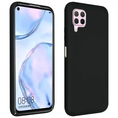 Ovitek za Huawei P40 Lite iz poltrdnega silikona z mehkim zakljuckom na dotik - crn
