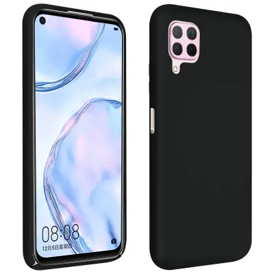 Ovitek za Huawei P40 Lite iz poltrdnega silikona z mehkim zakljuckom na dotik - crn