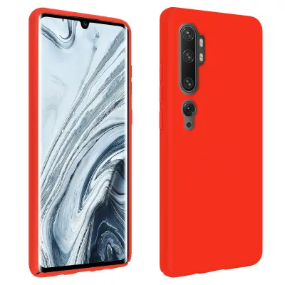 Ovitek za Xiaomi Mi Note 10 in Mi Note 10 Pro iz poltrdnega silikona z mehkim zakljuckom na dotik - rdec