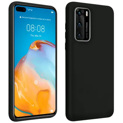 Ovitek za Huawei P40 iz poltrdnega silikona z mehkim zakljuckom - crn