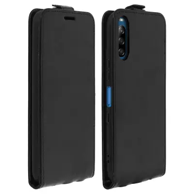 Preklopna torbica Sony Xperia L4, navpicno držalo za kartice, gladek ucinek - crna