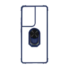 Samsung S21 Ultra Kovinski obrocek / stojalo, prozorna hrbtna stran - modra