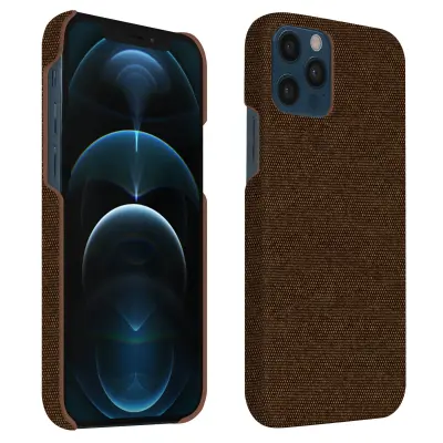 Ovitek iz blaga za iPhone 12/12 Pro, trda zašcita proti udarcem - temno rjava