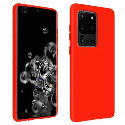 Samsung S20 Ultra silikonski poltrdi ovitek z mehkim zakljuckom na dotik - rdec