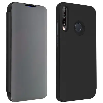 Izjemno tanek zrcalni ovitek s funkcijo stojala za Huawei P40 Lite E - crn