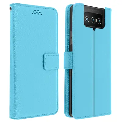 Asus Zenfone 7 ZS670KS preklopna torbica za denarnico in video podporo, popolna zašcita - modra