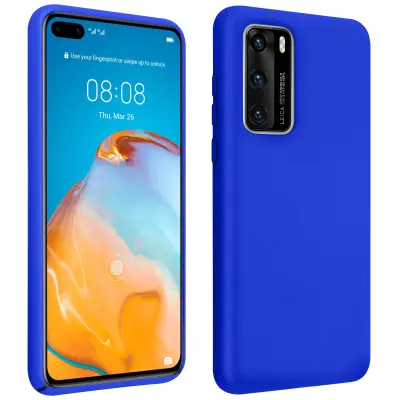 Ovitek za Huawei P40 iz poltrdnega silikona z mehkim zakljuckom na dotik - moder