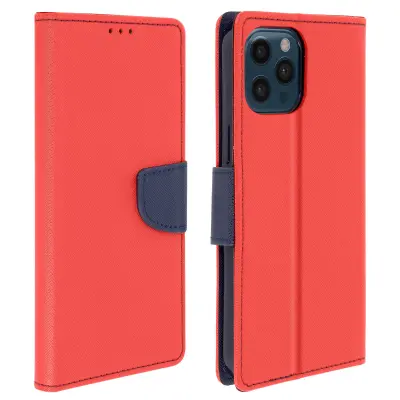 Ovitek za denarnico in stojalo za video za iPhone 12 Pro Max, zbirka Fancy Style - rdeca