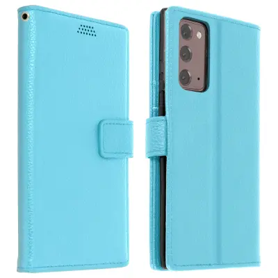 Ovitek za denarnico Samsung Note 20 in preklopno stojalo za video, popolna zašcita - modra