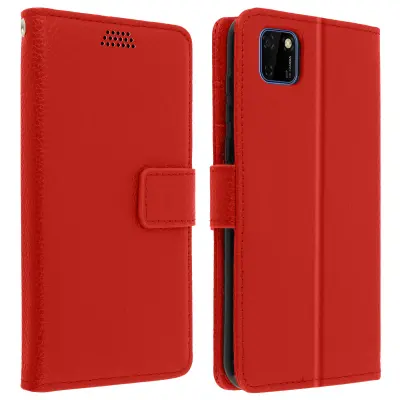 Ovitek za denarnico Huawei Y5p in preklopno stojalo za video, popolna zašcita - rdeca