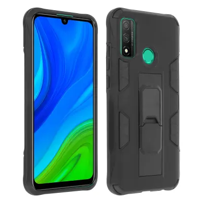Hibridni ovitek visoke zašcite Huawei P smart 2020 s kovinskim stojalom, serija Defender - crn