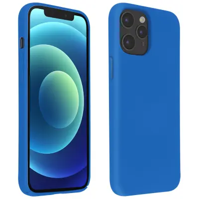 Ovitek za iPhone 12 Pro Max iz poltrdnega silikona z mehkim zakljuckom - moder