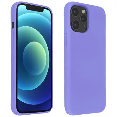 Ovitek za iPhone 12 Pro Max iz poltrdnega silikona z mehkim zakljuckom - vijolicen