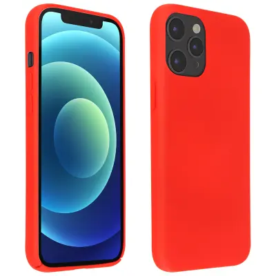 Ovitek za iPhone 12/12 Pro iz poltrdnega silikona z mehkim zakljuckom na dotik - rdec