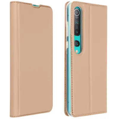 Ovitek s satenastim ucinkom Xiaomi Mi 10 / Mi 10 Pro z držalom za kartice in stojalom za video - roza zlato
