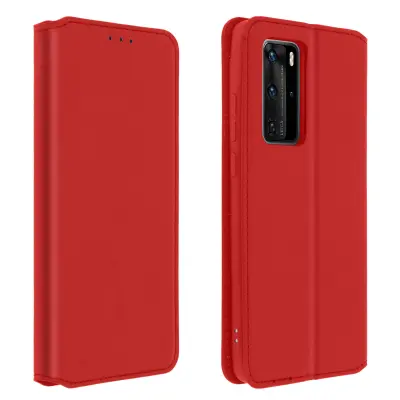 Ovitek za Huawei P40 Pro, držalo za kartico in stojalo za video - rdec
