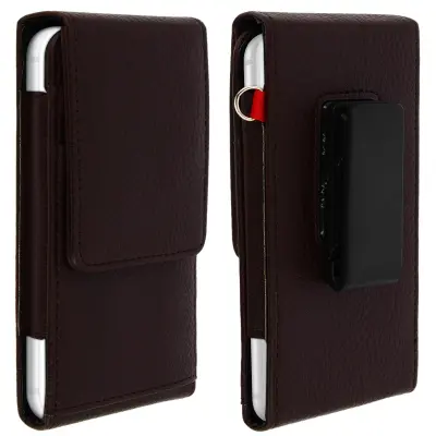 Torbica za pas z zapenjanjem na sponko, zapiranje na zaskok - temno rjava str. Pametni telefoni do 4,7 palca