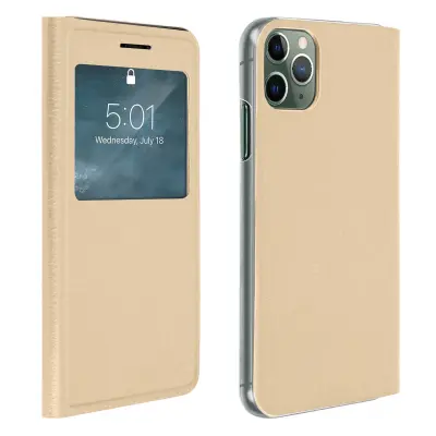 Zašcitni ovitek z okencem, tanek in lahek - zlat str. Apple iPhone 11 Pro Max