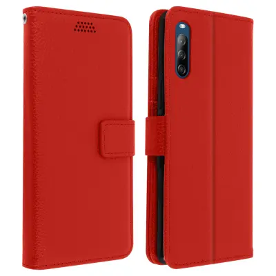 Torbica za denarnico Sony Xperia L4 in preklopna podpora za video, popolna zašcita - rdeca