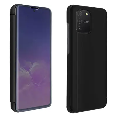 Izjemno tanek zrcalni folio ovitek za Samsung Galaxy S10 Lite s funkcijo stojala - crn