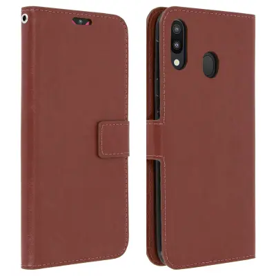Etui Vintage Series, držalo za kartice in stojalo za video - rjava str. Samsung Galaxy M20