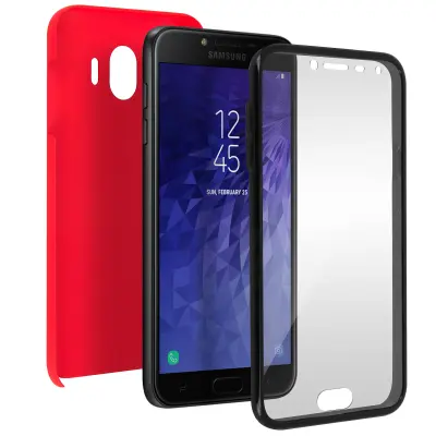 Celotna školjka upogljiva spredaj toga zadaj, 360° kolekcija - mat rdeca str. Samsung Galaxy J4