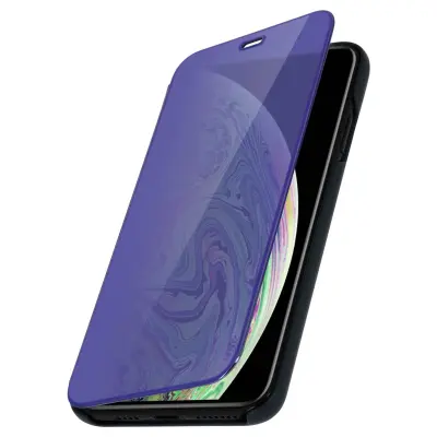 Izjemno tanek preklopni etui s funkcijo stojala, ucinek ogledala - polnocno modra str. Apple iPhone XS Max