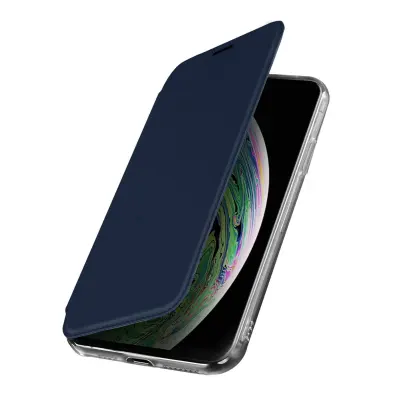 Zašcitna torbica z vgrajenim ogledalom, tanka in lahka - polnocno modra str. Apple iPhone XS Max