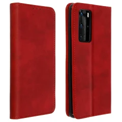 Ovitek denarnica za Huawei P40 Pro in preklopno stojalo za video, popolna zašcita - rdeca