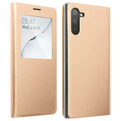 Zašcitni ovitek z okencem, tanek in lahek - zlat str. Samsung Galaxy Note 10