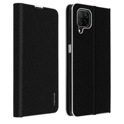 Ovitek za Huawei P40 Lite z držalom za kartico in funkcijo stojala, Carbon Effect - crn