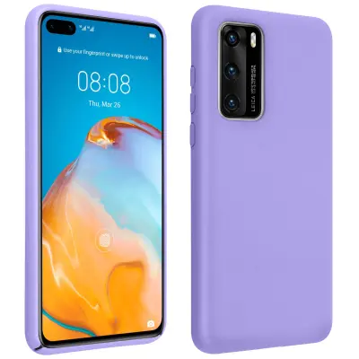 Ovitek za Huawei P40 iz poltrdnega silikona z mehkim zakljuckom na dotik - vijolicen
